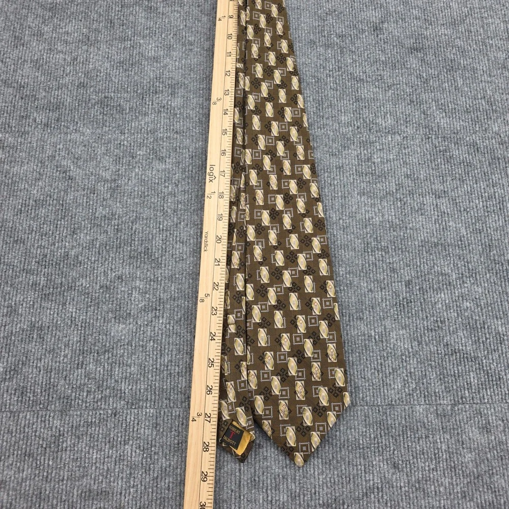 Robert Talbott Best of Class Nordstrom Silk Tie Olive Gold Geometric Hand Sewn